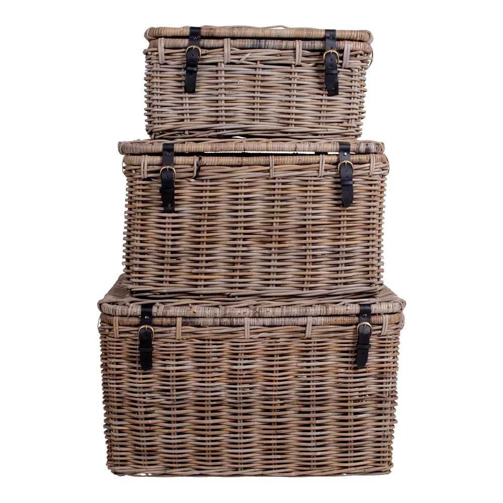 Set 3 piese Cufere depozitare Depok, Gri, 81x51x48 cm