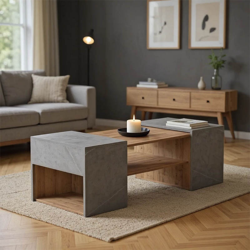 Set Masuta de cafea 3 buc Morfi Maro 105x45x37 cm