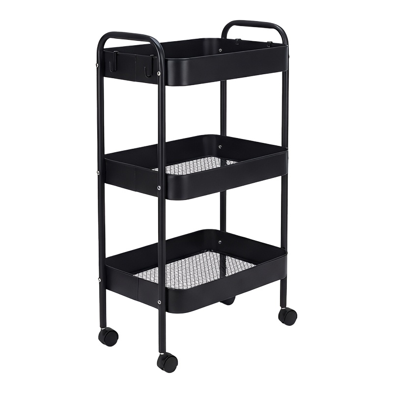 Carucior depozitare cu roti, Nedea, Negru, 41x30x77 cm