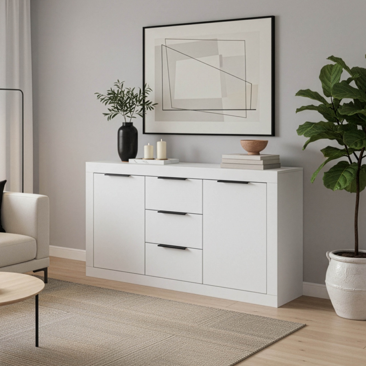 Comoda Doha Alb 150x45x80.5 cm