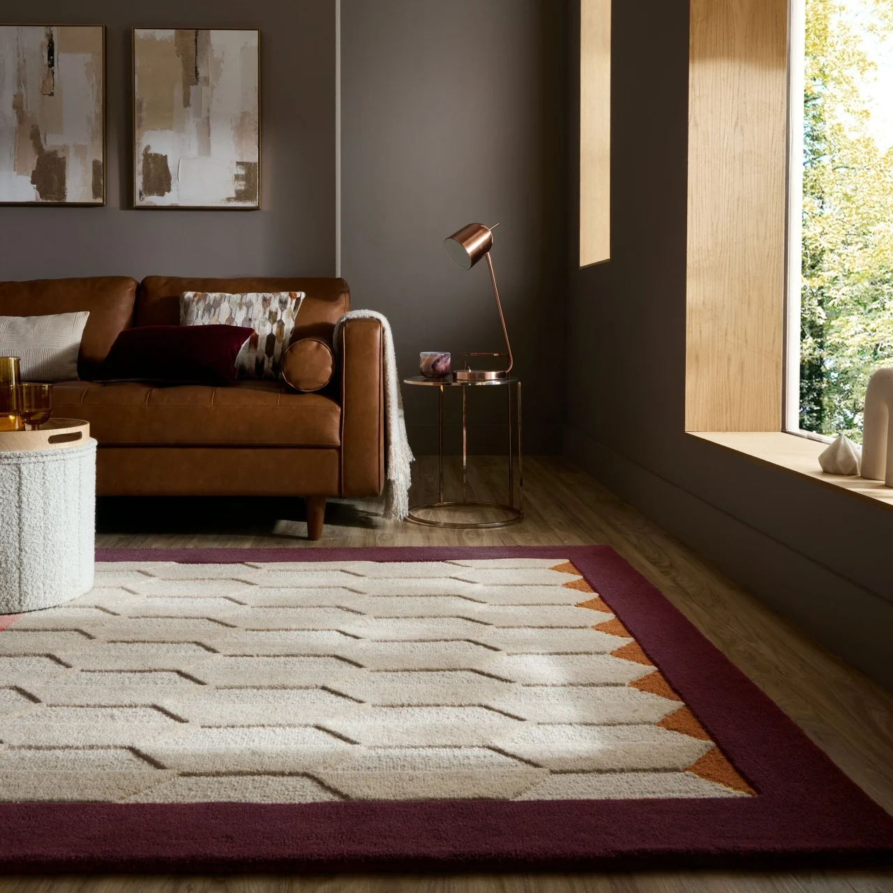 Covor Apex Border Wool Burgundy 160x230 cm