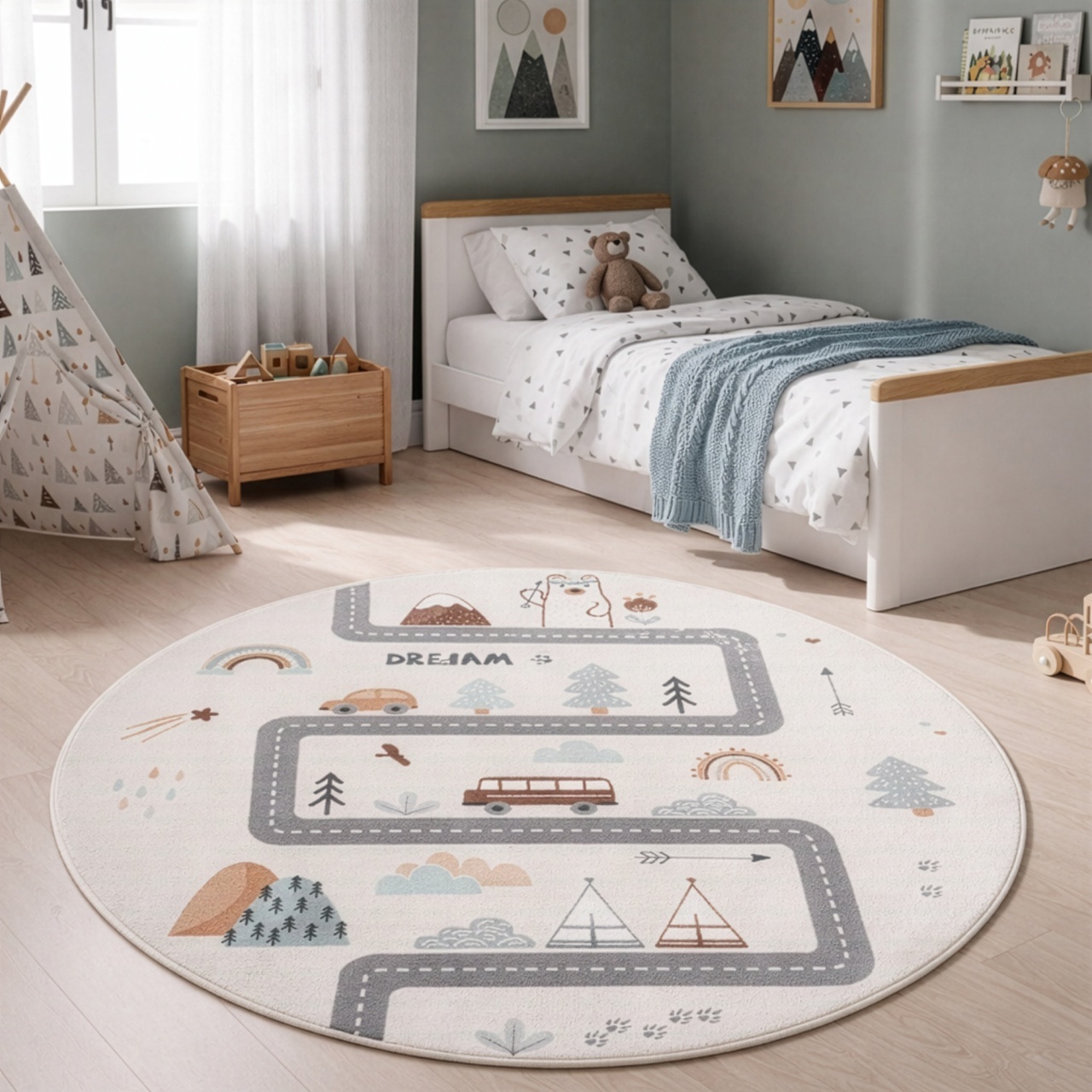 Covor rotund Coco V4 Crem 120x120 cm