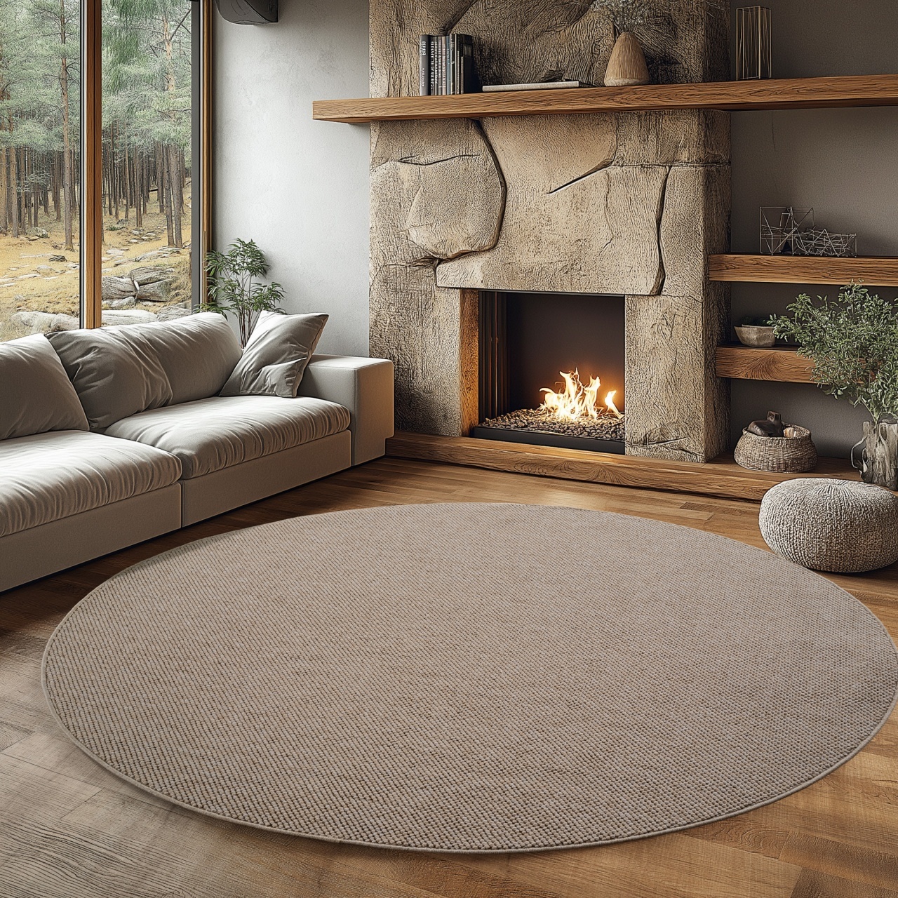 Covor rotund Helix V1 Bej 200x200 cm