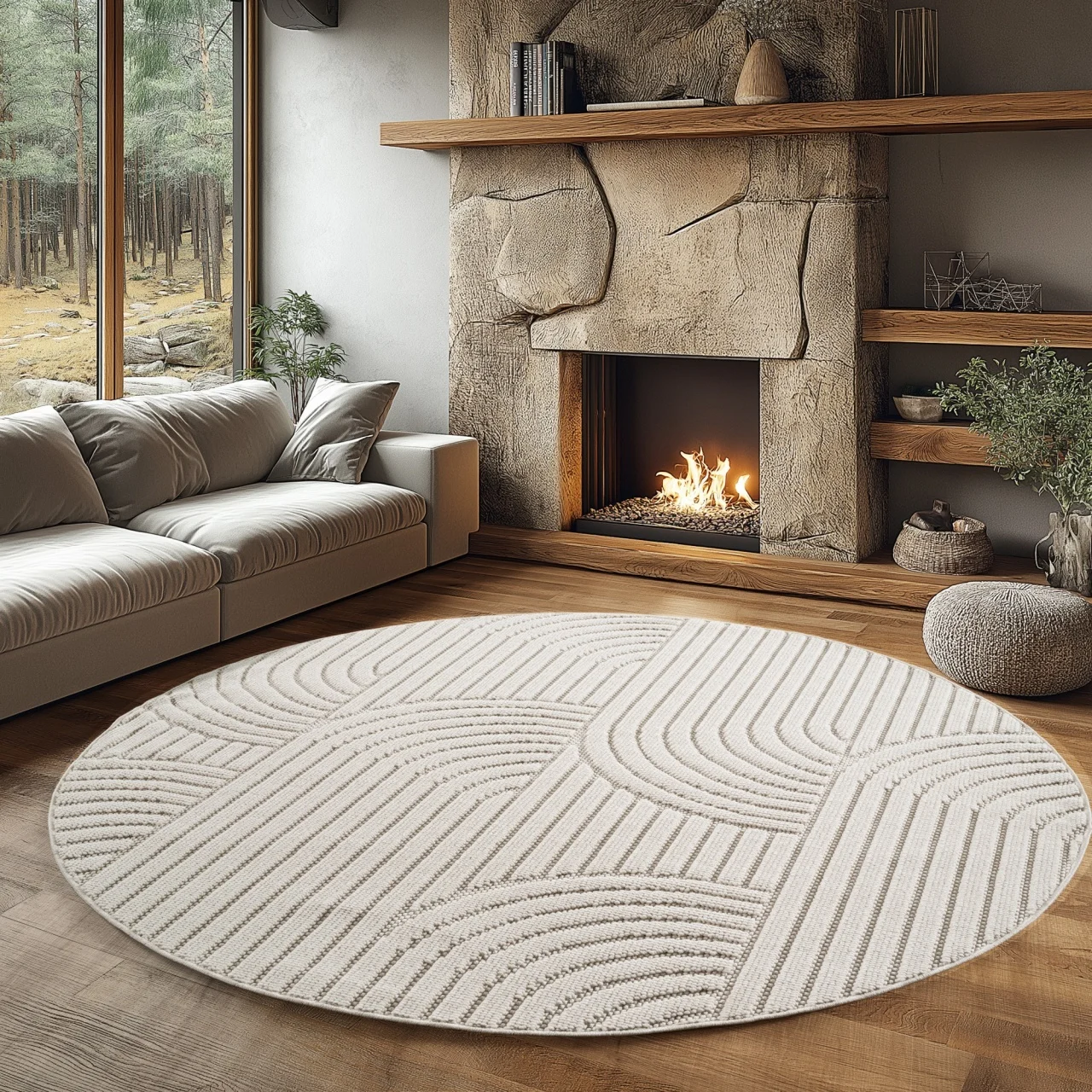 Covor rotund Helix V2 Crem 200x200 cm
