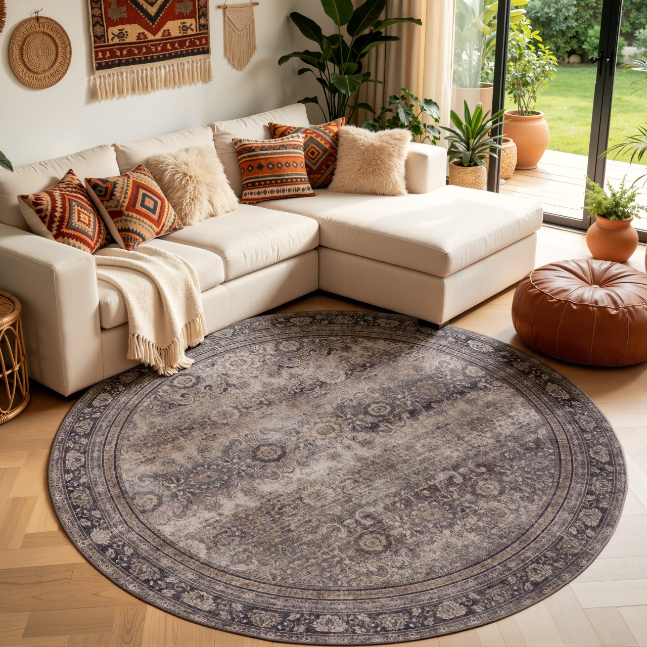 Covor Rotund INKA V7 Maro 120x120 cm