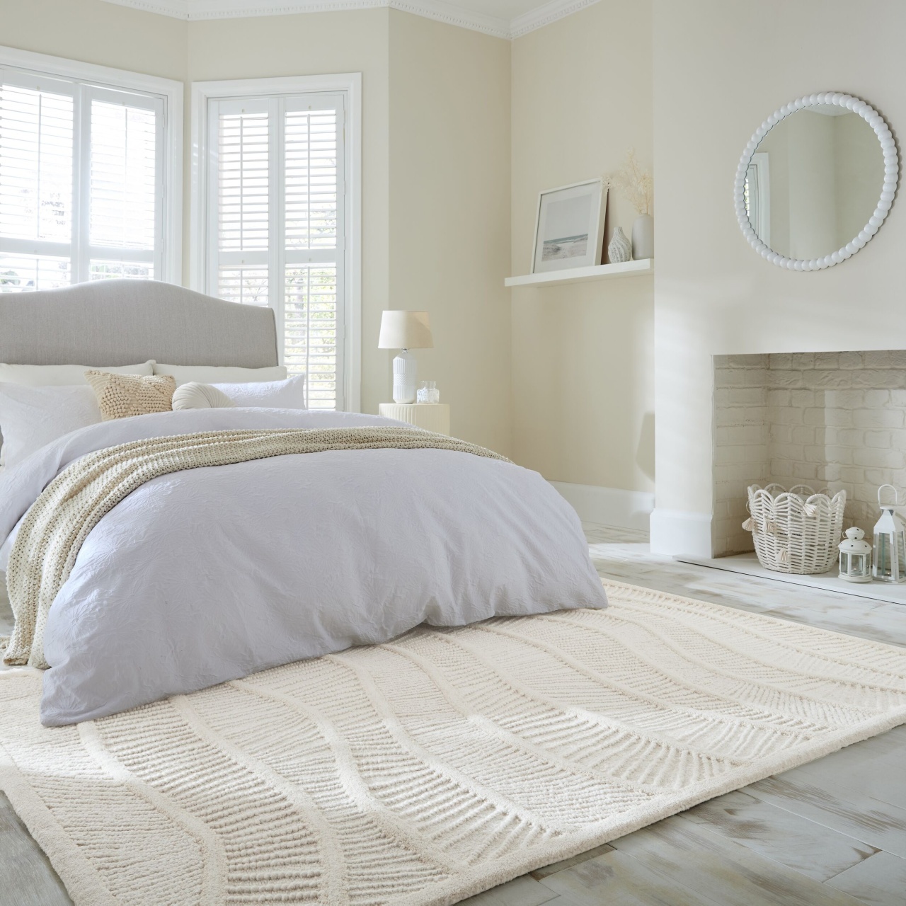 Covor Sculptured Wave Alb 200x290 cm