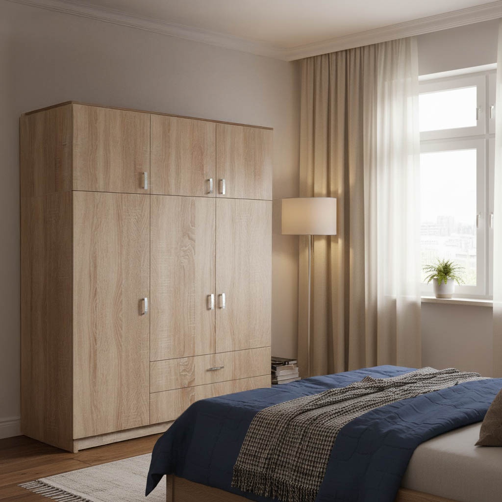 Dulap cu 3 usi, Royal, Stejar, 150x58x230 cm
