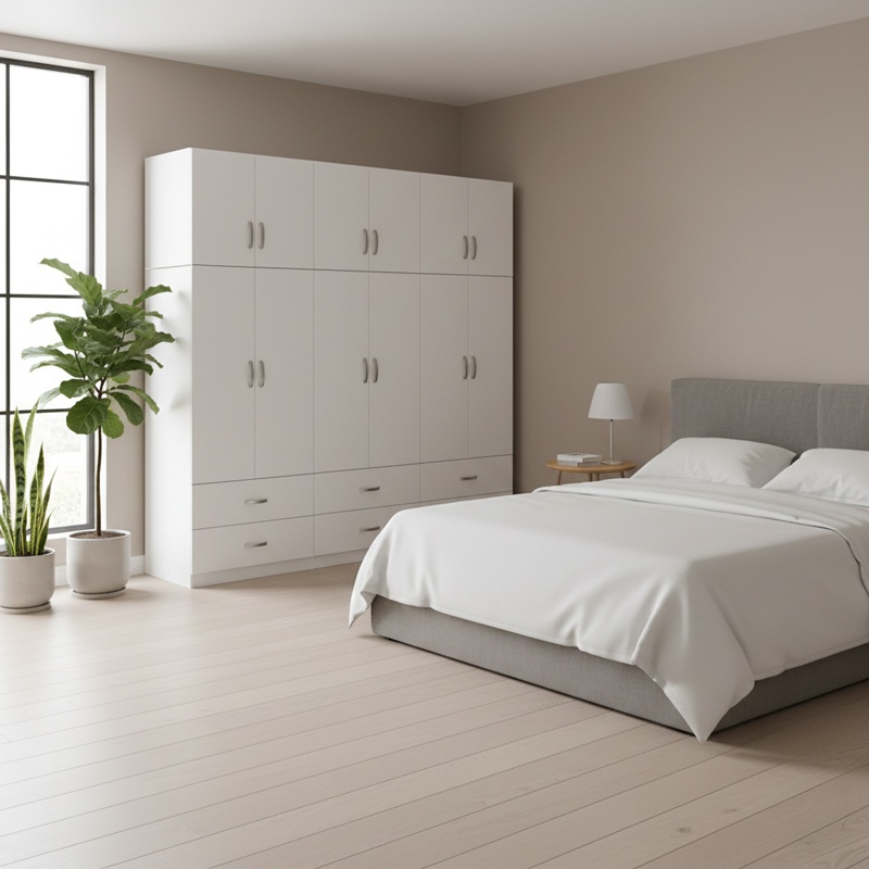 Dulap cu 6 usi, Athos, V24, Alb, 240x42x240 cm