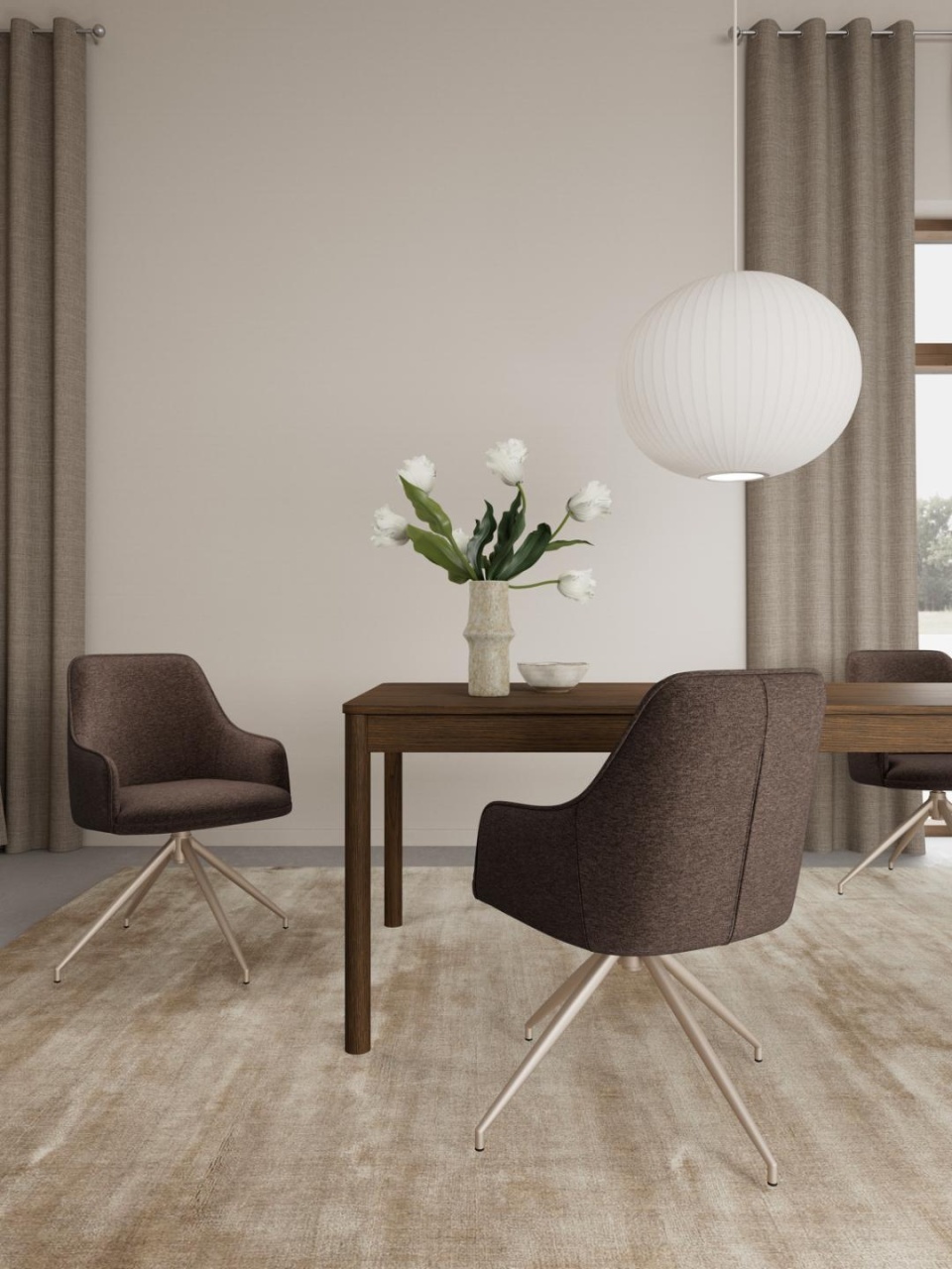 Set 2 piese Scaune dining Adia, Maro, 83x54.5x57.5 cm