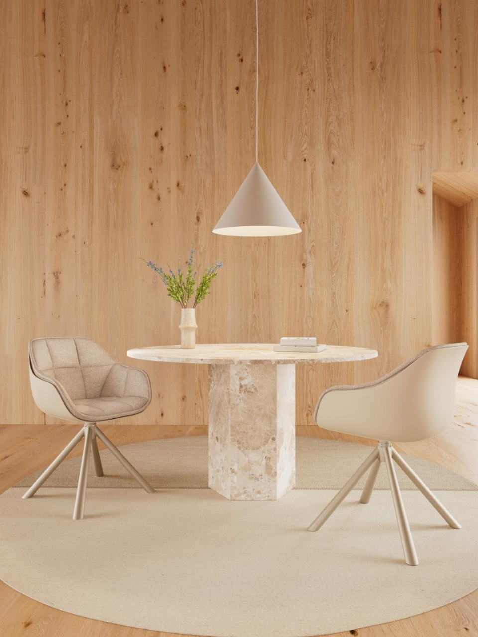 Set 2 piese Scaune dining Lenny, Bej, 80x55x57 cm