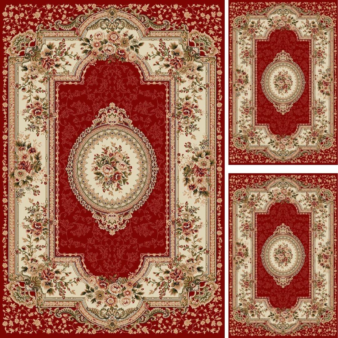 Set 3 covoare, Lotos, Rosu, 200x300 cm, Delta 571