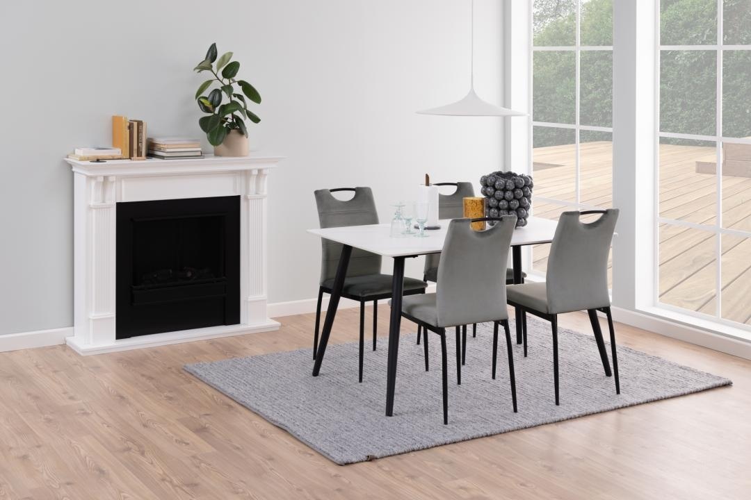 Set 4 piese Scaune dining Dia, Gri, 91.5x43.5x53 cm