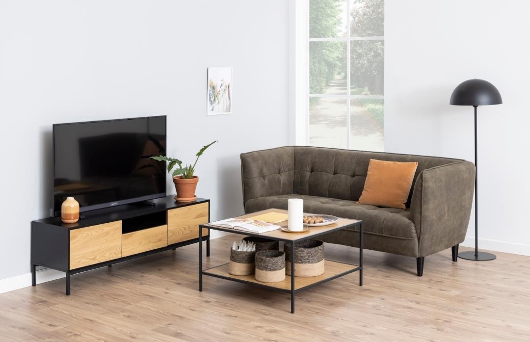 Comoda TV Seaford V1, Negru, 45x140x40 cm