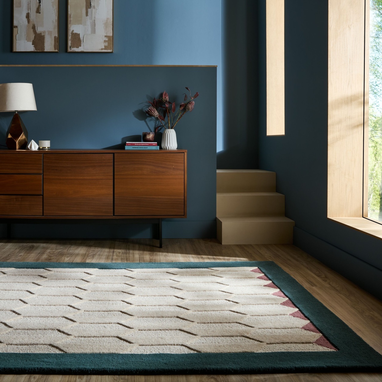 Covor Apex Border Wool Turcoaz 120x170 cm