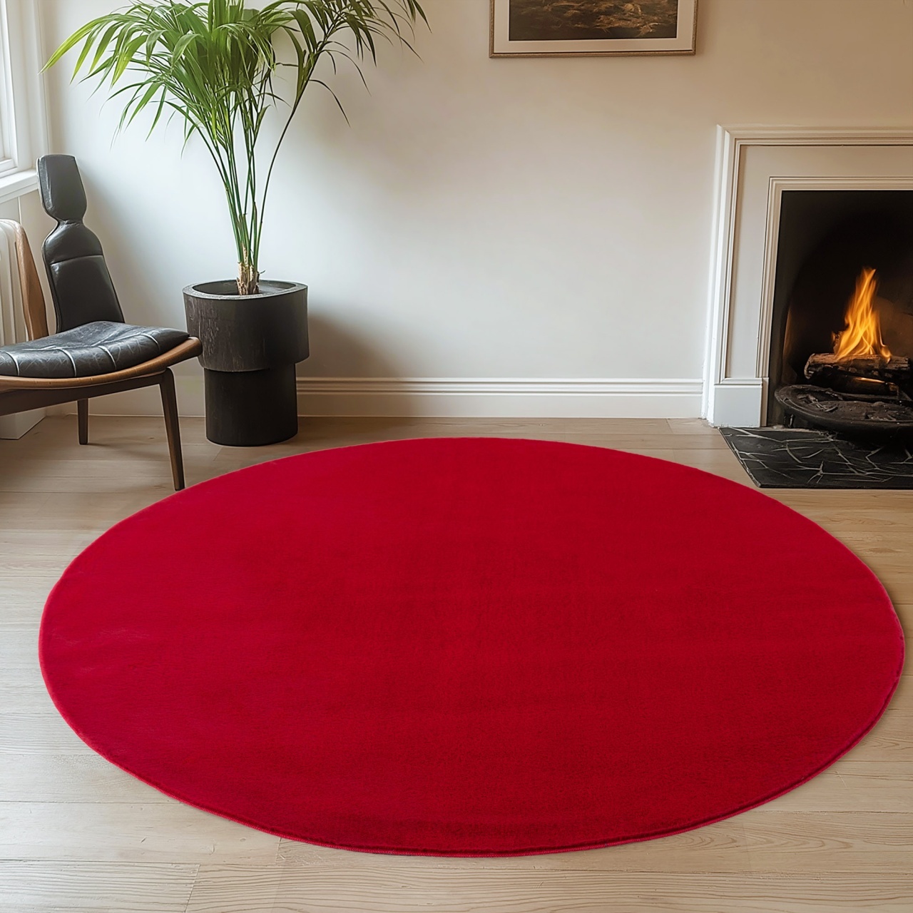 Covor rotund Joy Rosu 160x160 cm