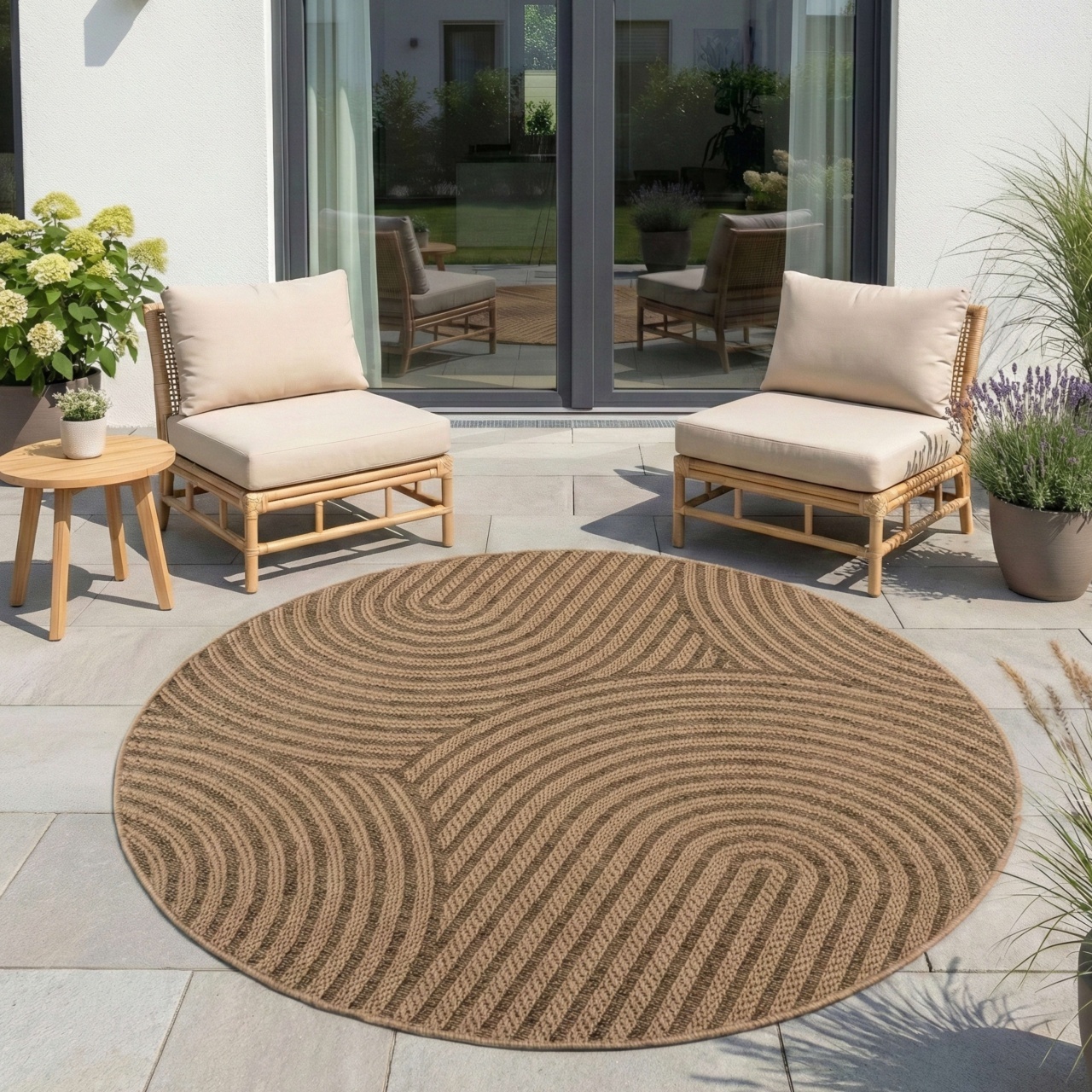 Covor rotund Timber V1 Bej 120x120 cm