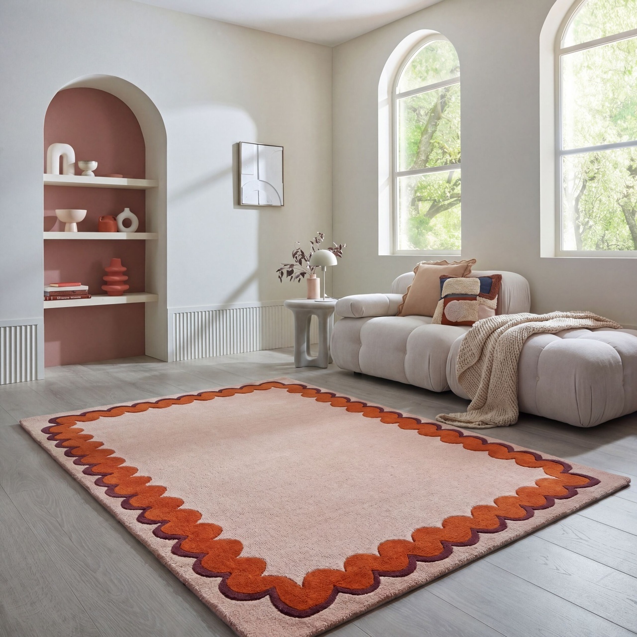 Covor Wiggle Wool Portocaliu 140x200 cm