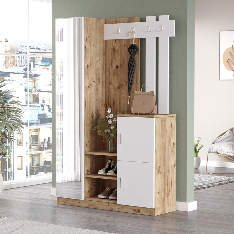 Cuier Saron, Pako World, Alb-Natural, 113x35x180 cm