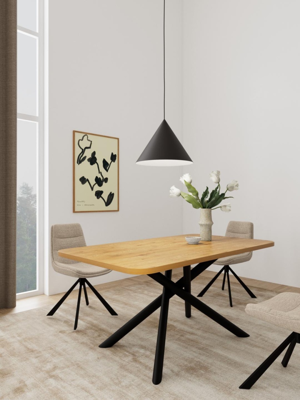 Masa dining Levanto, Natural, 75x160x90 cm