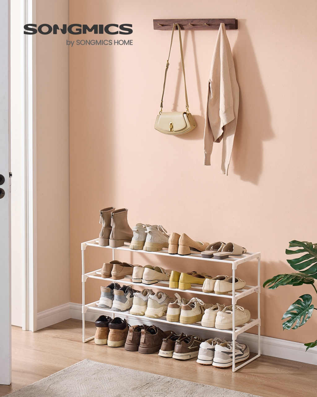Pantofar modular Songmics Alb perlat 92x30x55 cm
