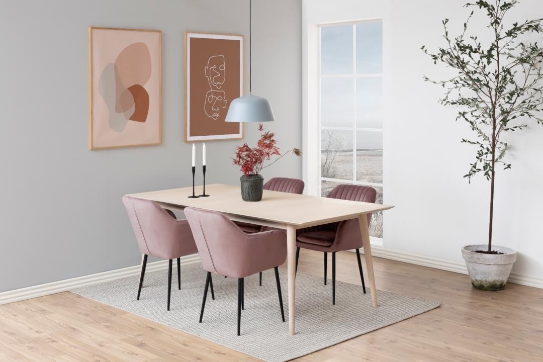 Scaun dining Emilia V1, Roz prafuit, 83x57x61 cm