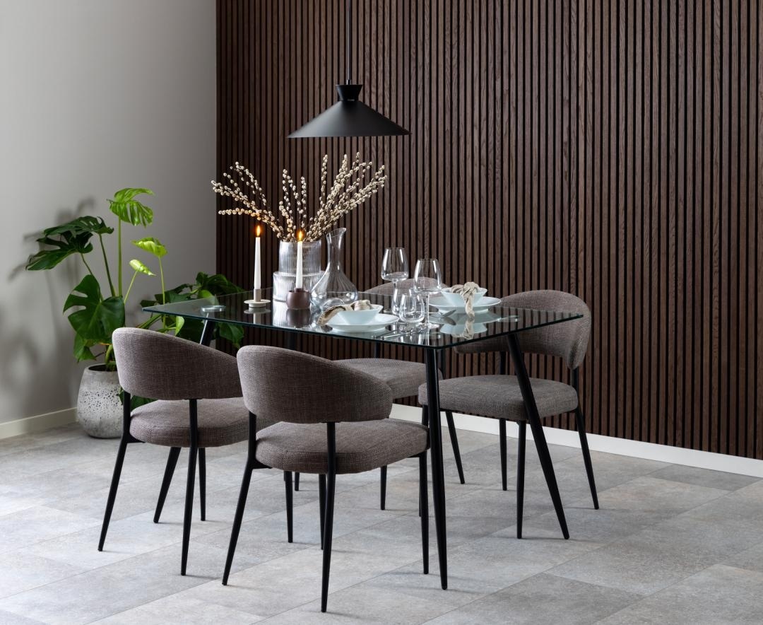 Set 2 piese Scaune dining Edina, Gri, 77x56x55 cm