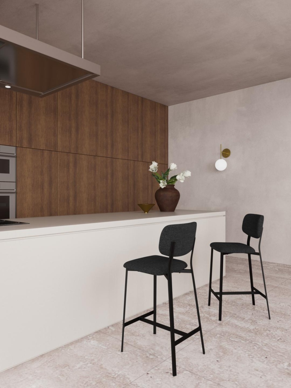 Set 2 piese Scaune inalte Alison, Gri, 98x40x48 cm