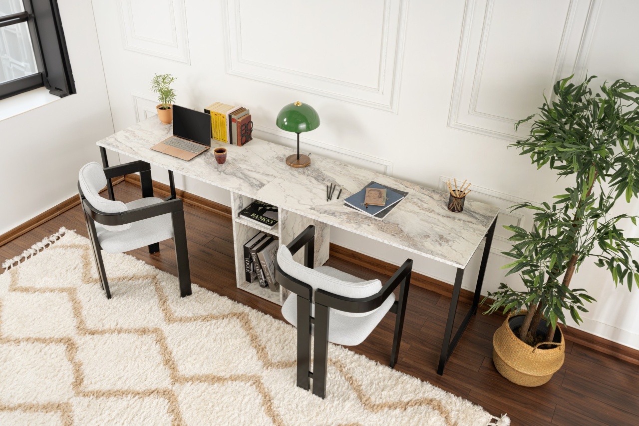 Birou Twin Study Desk Galben
