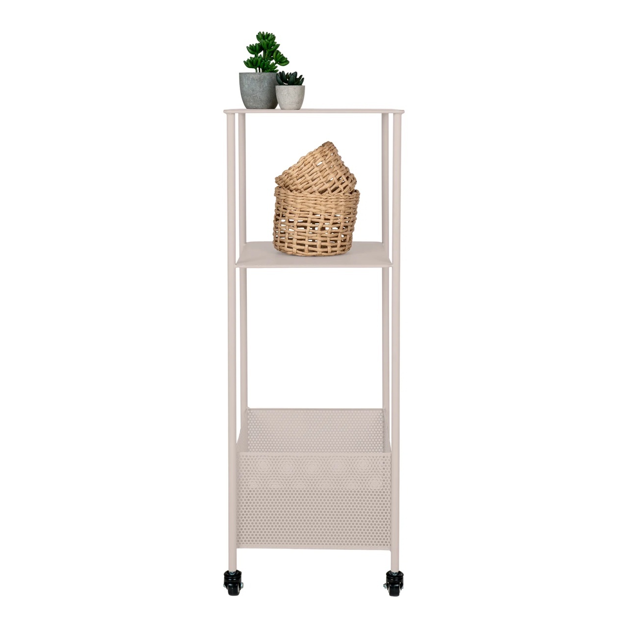 Carucior metalic mobil Torres, Bej, 35x35x100 cm