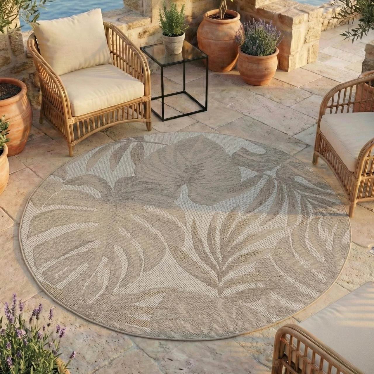 Covor rotund Desert V2 Bej 80x80 cm