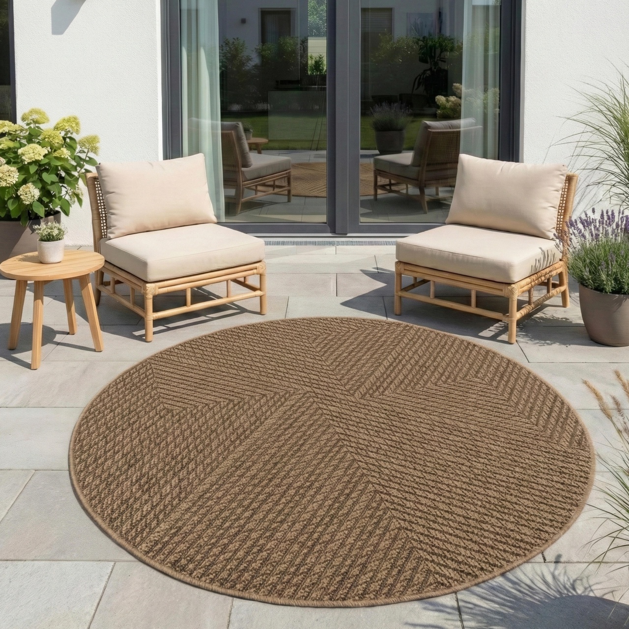 Covor rotund Timber V4 Bej 120x120 cm