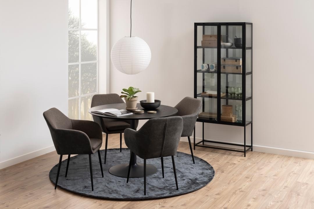 Dulap cu vitrina Seaford, Negru, 185.6x77x35 cm
