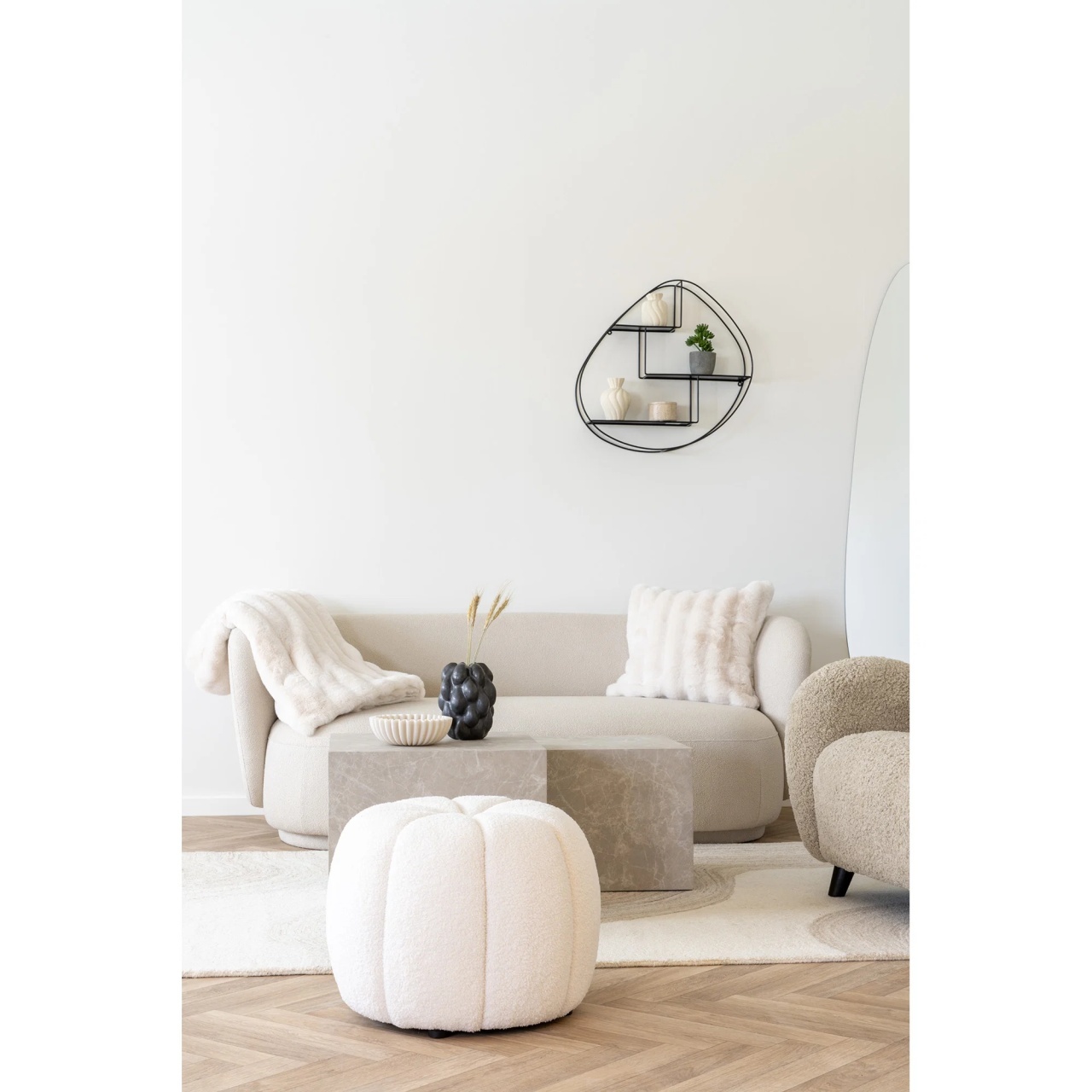 Pled decorativ Galena, Alb, 180x130x1 cm