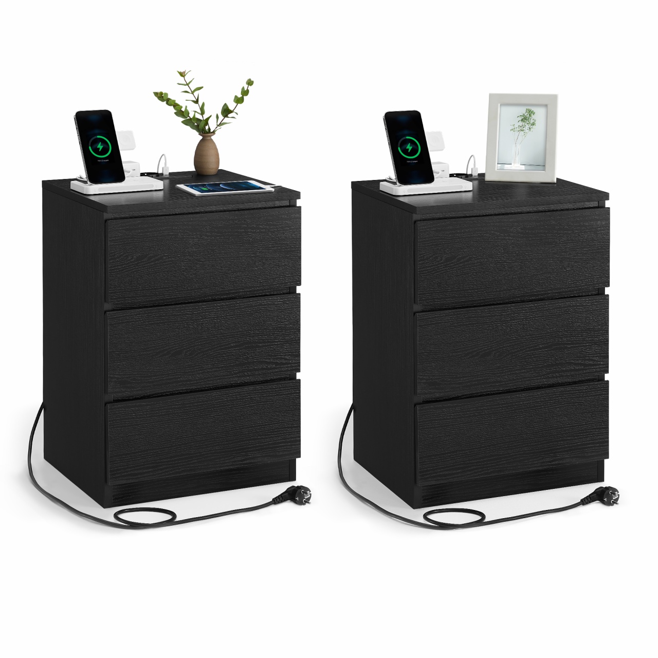 Set 2 noptiere Negru Vasagle 40x35x59 cm