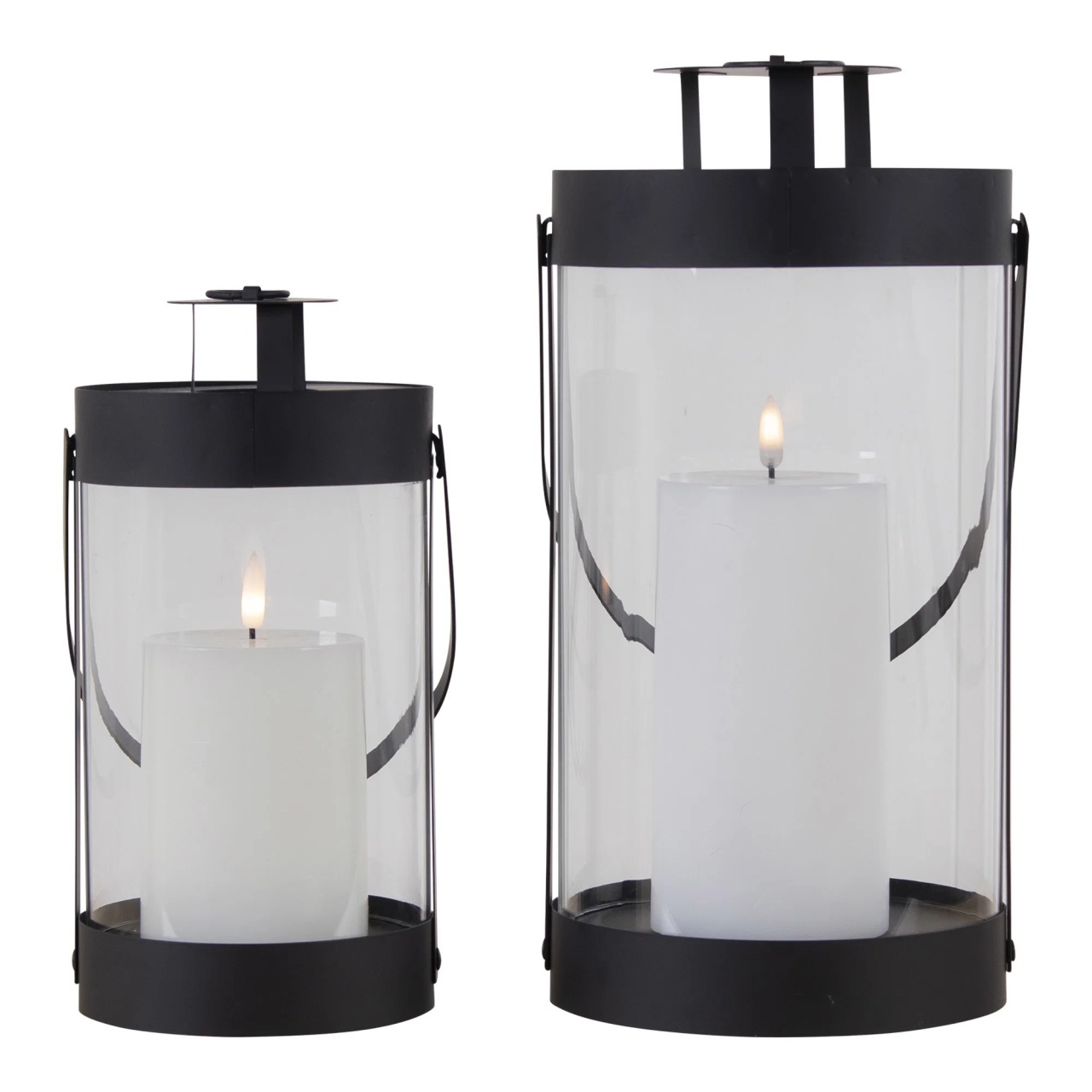 Set 2 piese Lanterne Bondi, Negru, 15x15x32 cm