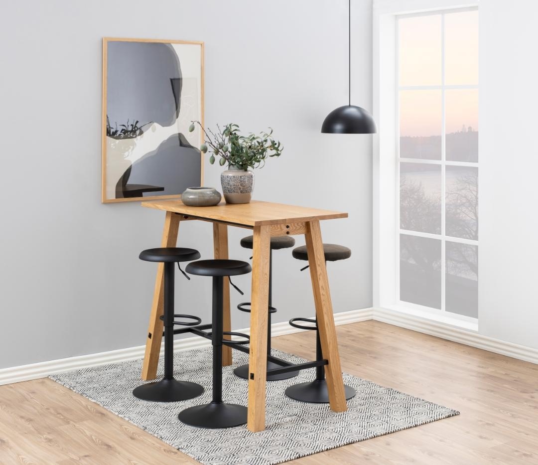 Set 2 piese Scaune de bar Finch, Negru, 80x40x40 cm