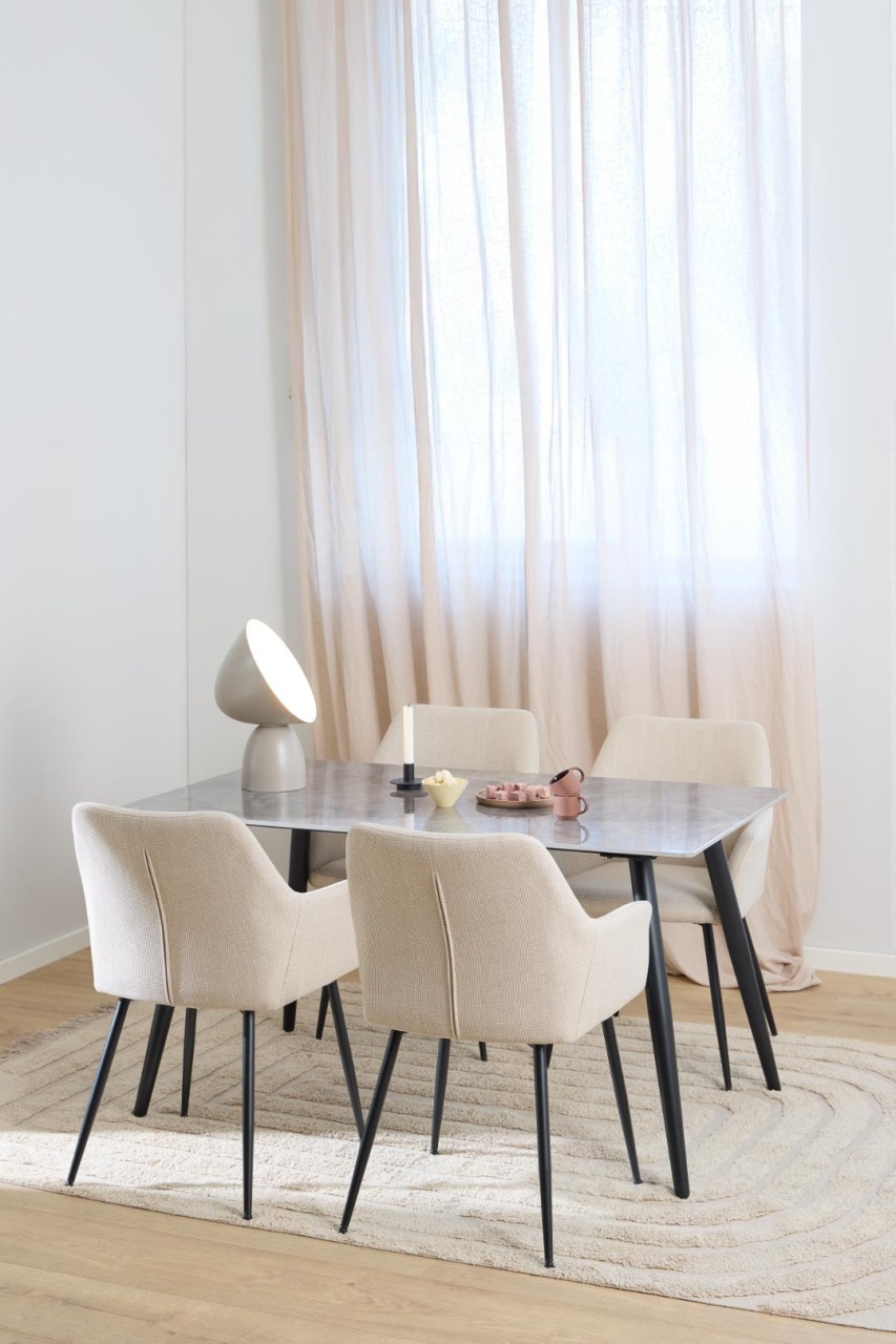 Set 2 piese Scaune dining Lizzy, Bej, 85x59x59 cm