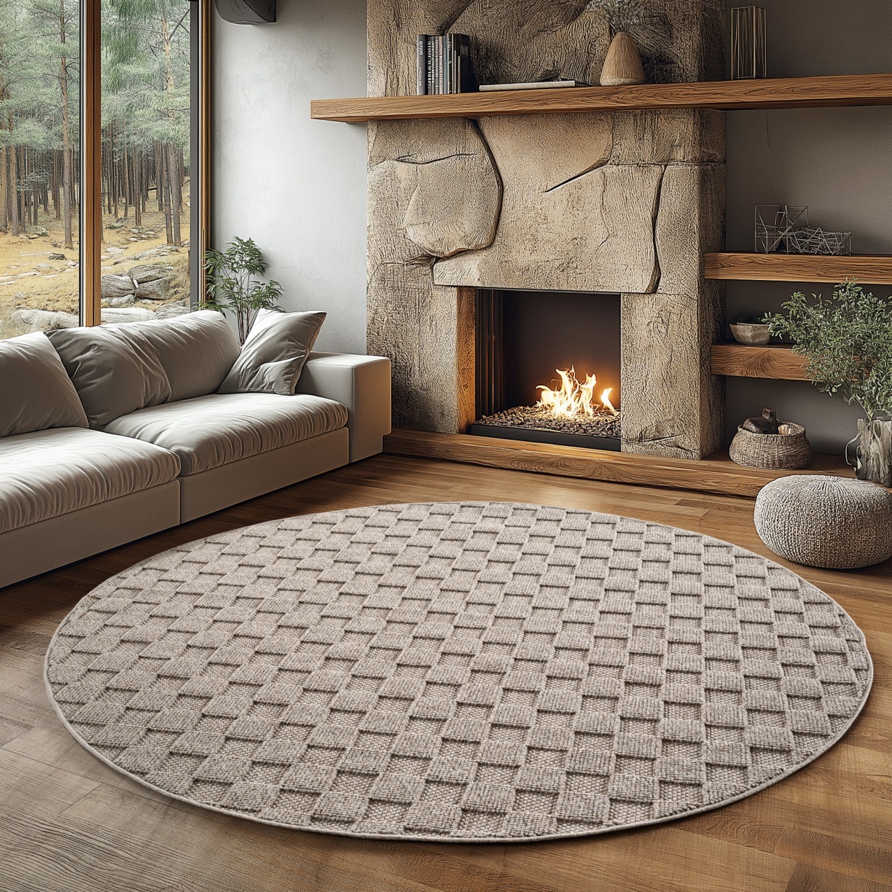 Covor rotund Helix V4 Bej 160x160 cm