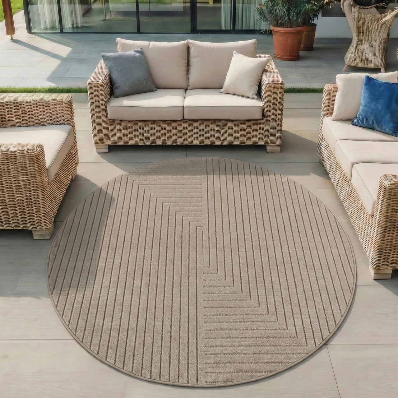 Covor rotund Nova V2 Bej 200x200 cm
