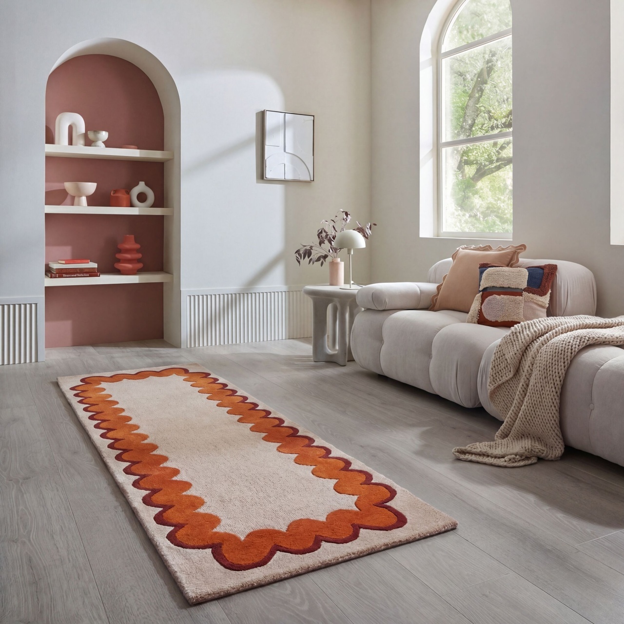 Covor traversa Wiggle Wool Portocaliu 80x230 cm