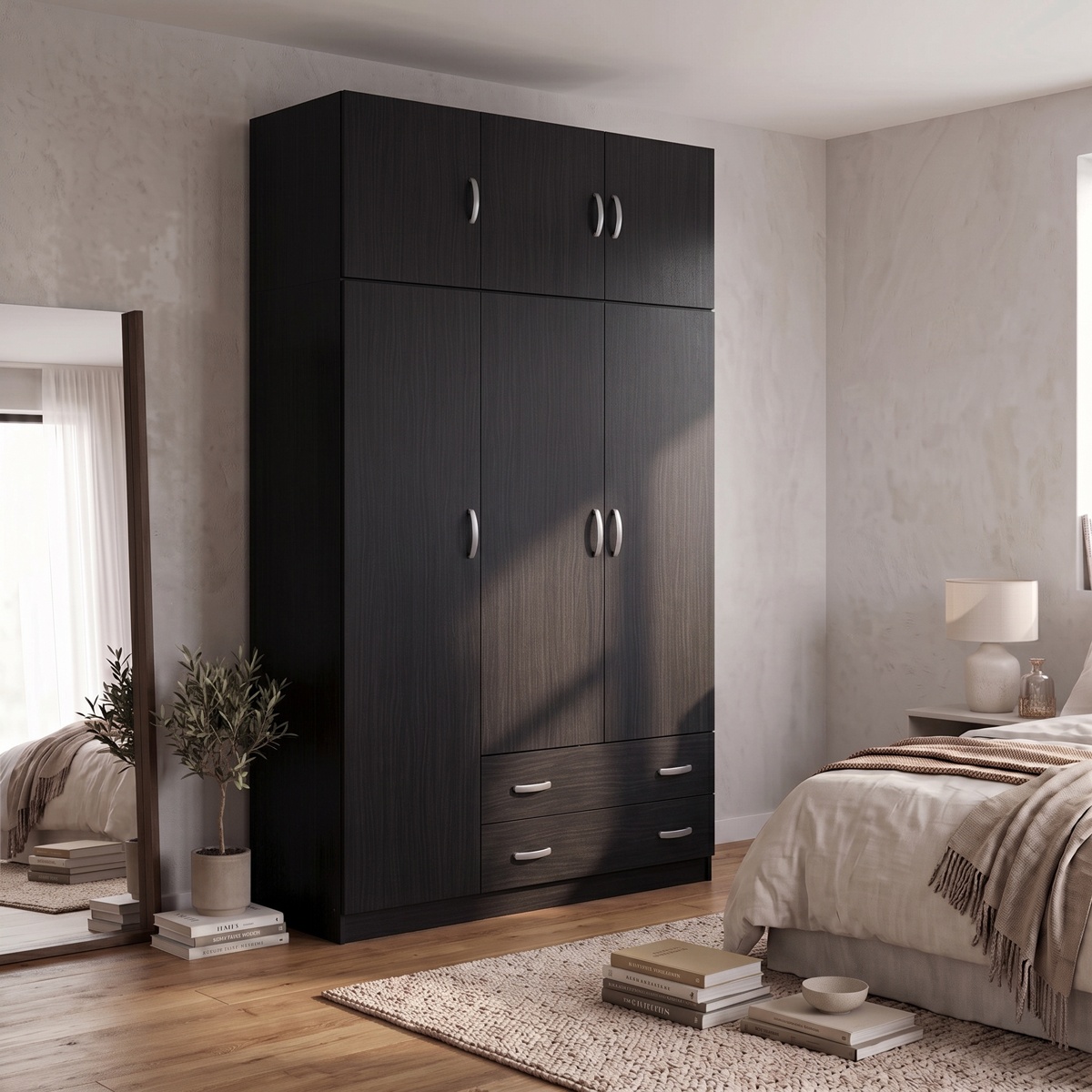 Dulap cu 3 usi Alvia, Maro inchis, 150x51x240 cm