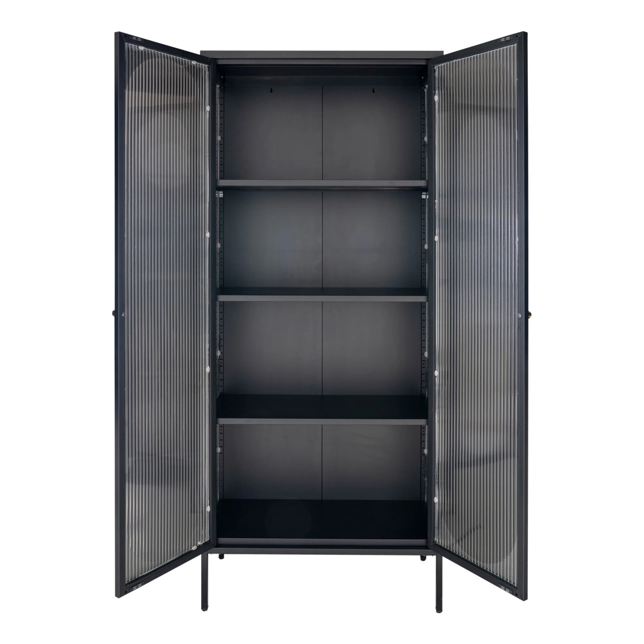Dulap vitrina Adelaide, Negru, 35x80x180 cm