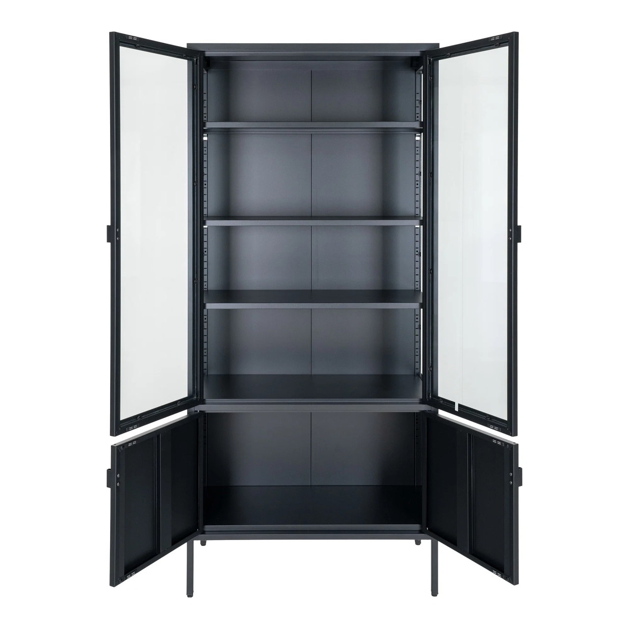 Dulap vitrina Brisbane, Negru, 35x80x180 cm