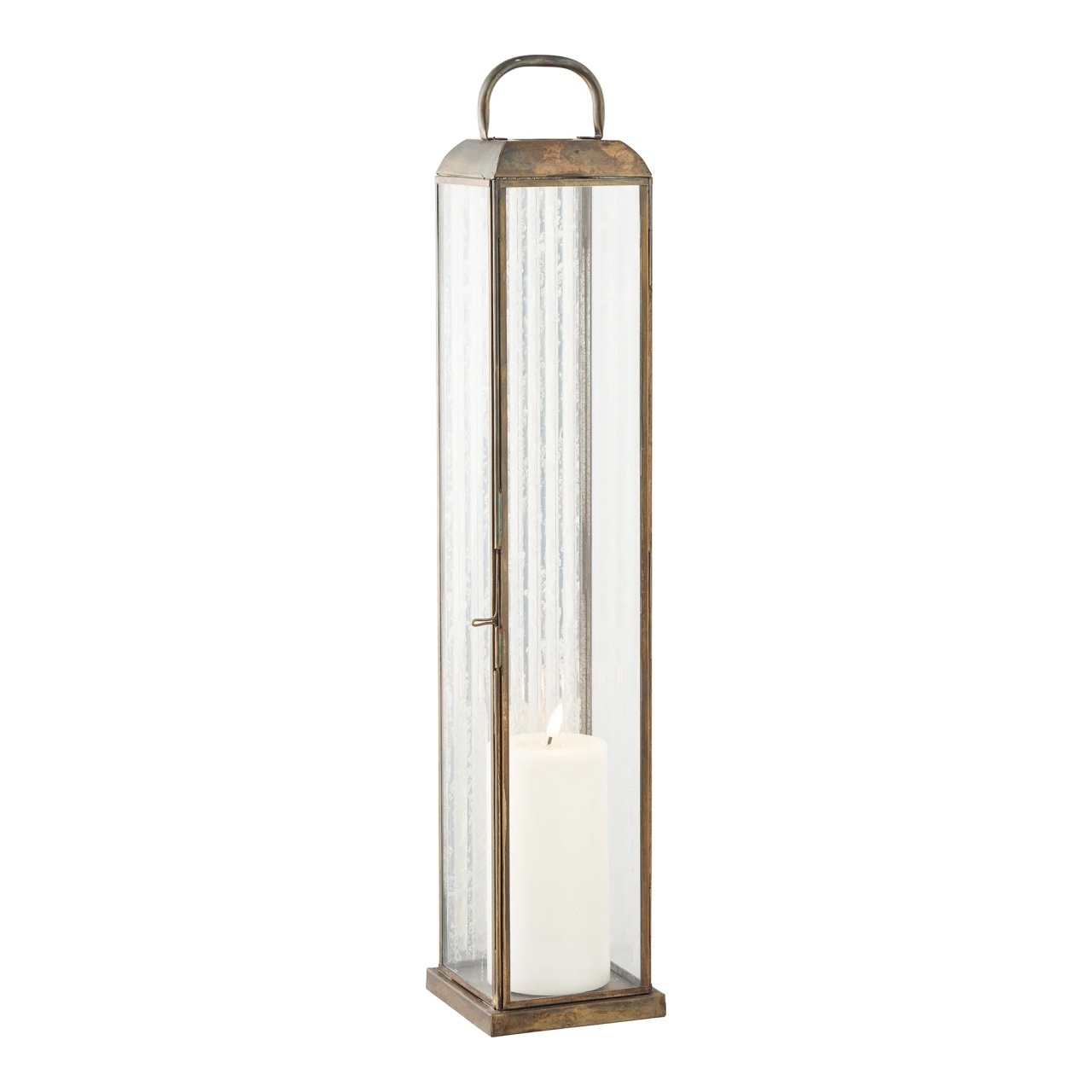 Felinar decorativ Herslev, Auriu antic, 12x12x60 cm