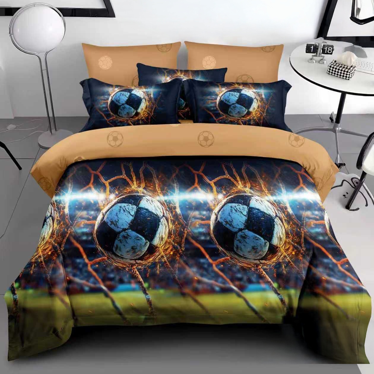 Lenjerie 3D Fotbal V1 cu 6 Piese (Finet)