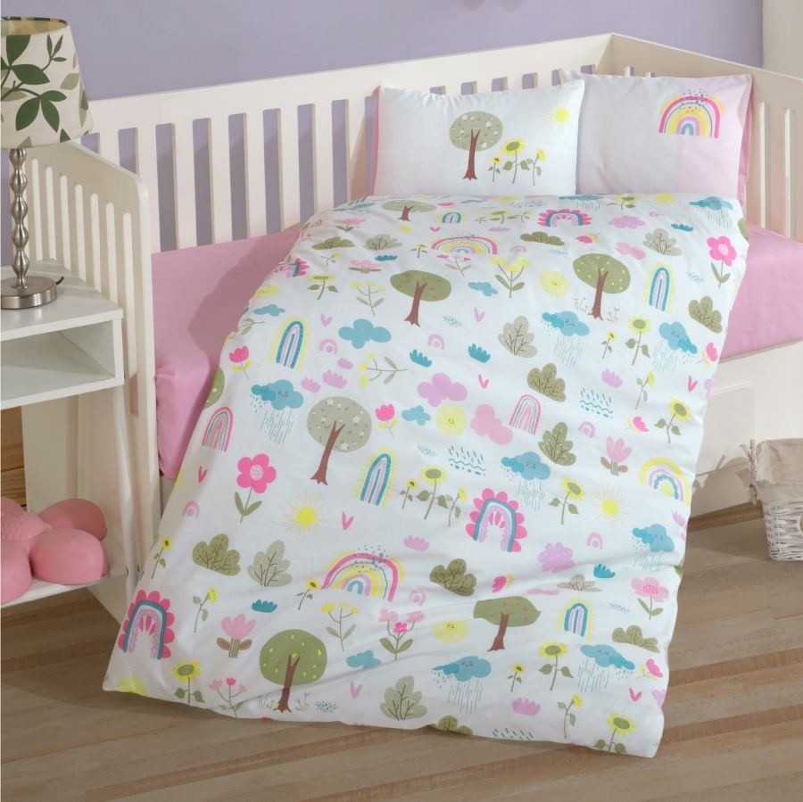 Lenjerie Patut Bebe Sun Flower Roz (Bumbac 100%)