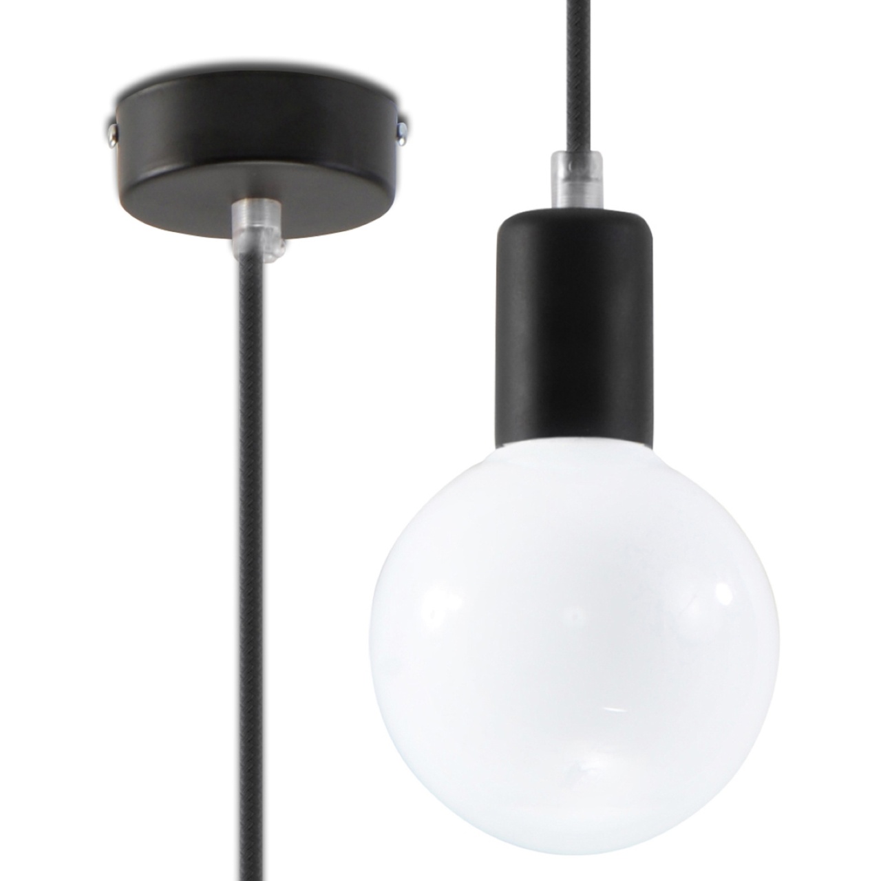 Lustra suspendata Edison Negru 8x8x106 cm