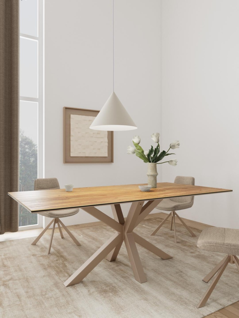 Masa dining Heaven V1, Natural, 75.5x200x100 cm