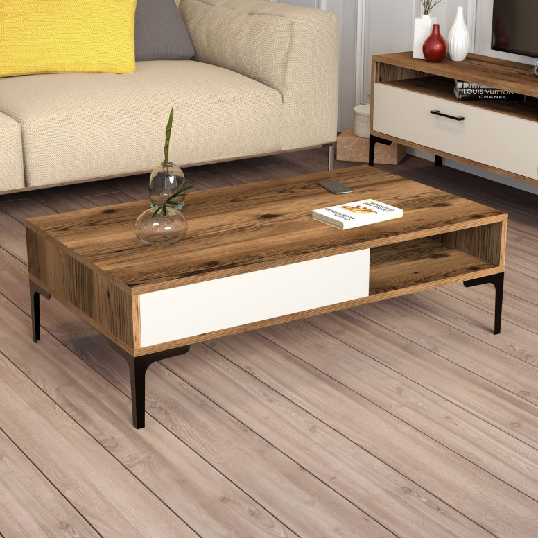 Masuta de Cafea Istanbul - Walnut, Crem