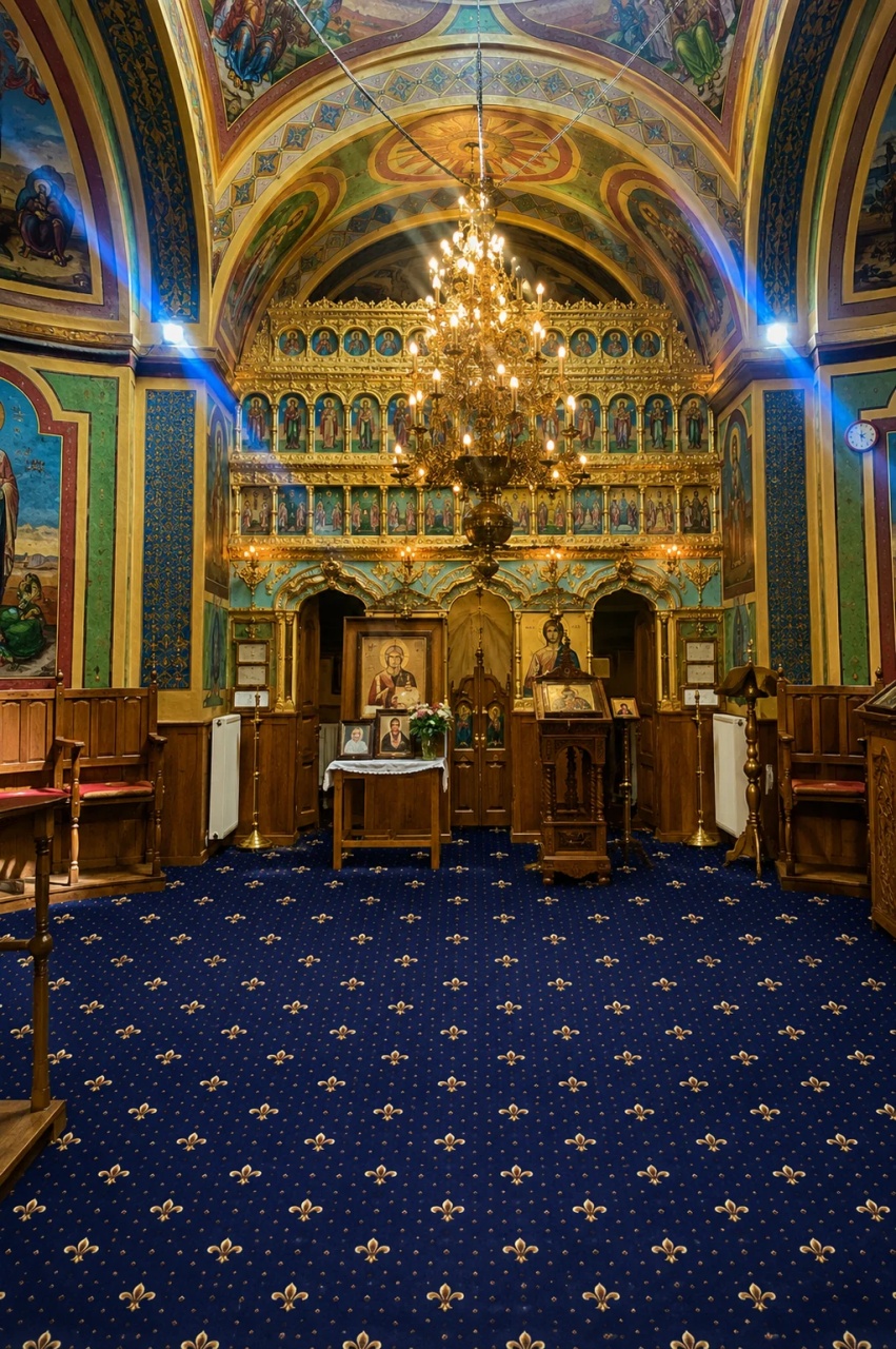 Mocheta biserica, Lotos, Albastru, 400x2000 cm, Delta
